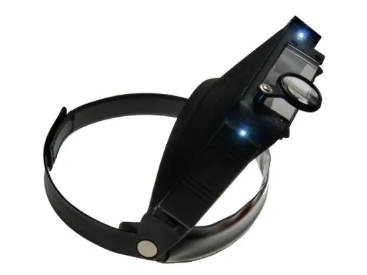 Kopfbandlupe mit LED Licht und zweiter Lupe