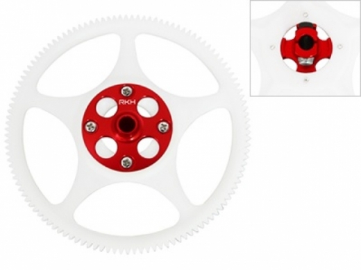 Rakonheli Hauptzahnrad Derlin mit Alu Nabe in rot für Blade 200SRX