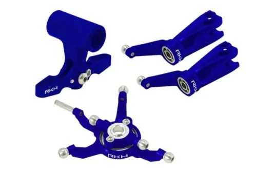 Rakonheli Taumelscheibe und Rotorkopf Set aus Aluminium in blau für Blade 230S und 250CFX