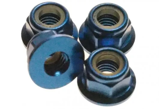 M5 Stoppmutter aus Aluminium mit Flansch in blau eloxiert 4Stück CW