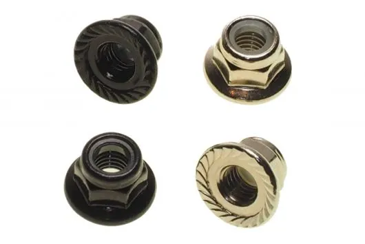 M5 Stoppmutter SET aus Aluminium mit Flansch und Sperrverzahnung 2xCW und 2xCCW