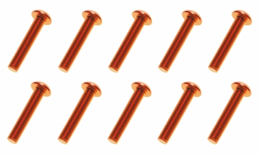 M3 Linsenkopfschraube M3x16mm aus Aluminium in dunkel orange eloxiert 10Stück