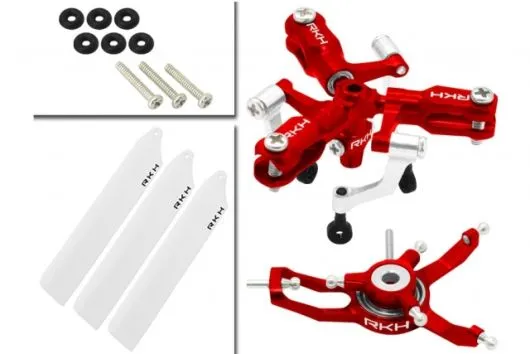 Rakonheli 3 Blatt Rotorkopf-Set in rot für Blade Nano CPS, Nano S2 und Nano S3