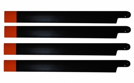 HeliTec der Blattschmied Scale Hauptrotorblätter 4Blatt in schwarz/orange 435mm