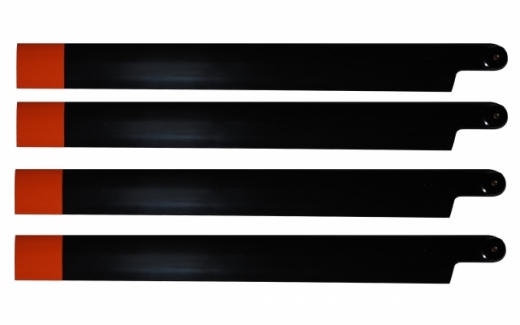 HeliTec der Blattschmied Scale Hauptrotorblätter 4Blatt in schwarz/orange 600mm