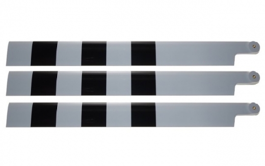 HeliTec der Blattschmied Scale Hauptrotorblätter 2Blatt in licht grau mit schwarzen Streifen 435mm