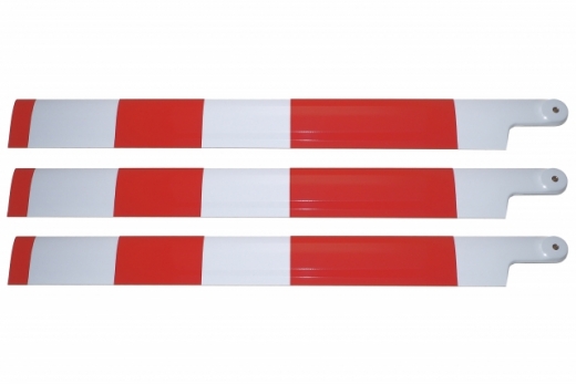 HeliTec der Blattschmied Scale Hauptrotorblätter 3Blatt weiß mit roten Streifen 435mm