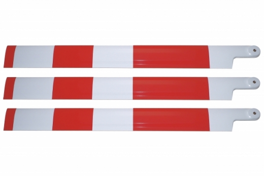 HeliTec der Blattschmied Scale Hauptrotorblätter 3Blatt in weiß mit roten Streif