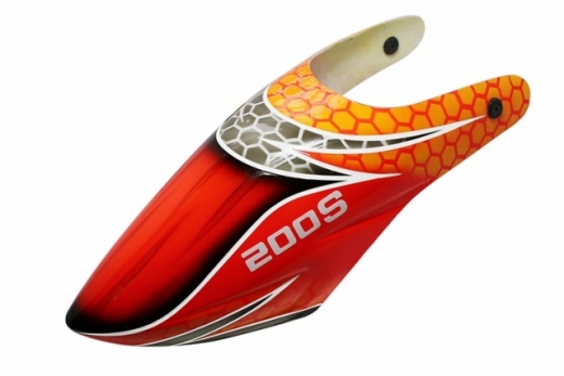 Lionheli Fiberglass Haube Design 01 rot-orange für Blade 200S