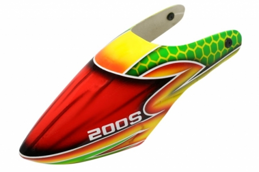 Lionheli Fiberglass Haube Design 01 grün-gelb-rot für Blade 200S