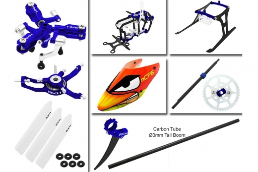 Rakonheli Tuning Set mit 3 Blatt Kopf in blau für Blade Nano CPs