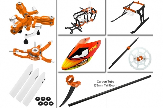 Rakonheli Tuning Set mit 3 Blatt Kopf in orange für Blade Nano CPs