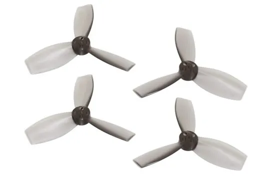 Rakonheli Propellerset 3Blatt 2222 in transparentem schwarz 4Stück (2xCW und 2xCCW, 1,5mm Welle) für Blade Torrent 110 FPV