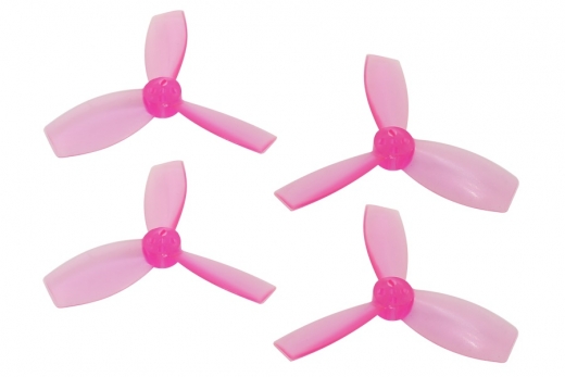 Rakonheli Propellerset 3 Blatt 2222 in transparentem pink 4 Stück (2xCW 2x CCW, 1,5mm Welle) für Blade Torrent 110 FPV
