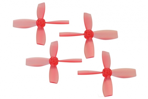 Rakonheli Propellerset 4Blatt 2222 in transparentem rot 4Stück (2xCW und 2xCCW 1,5mm Welle) für Blade Torrent 110 FPV