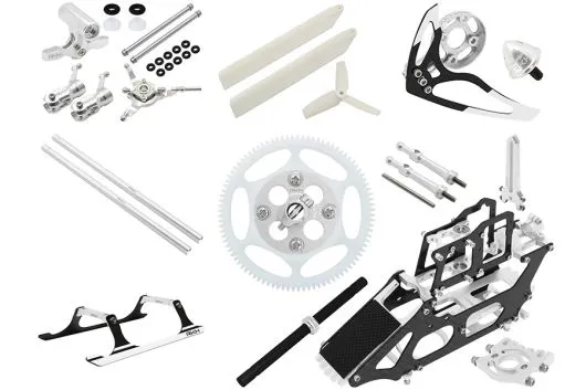 Rakonheli Tuning Set aus CNC Aluminium in silber für Blade 130S