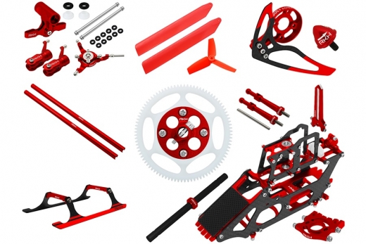 Rakonheli Tuning Set aus CNC Aluminium in rot für Blade 130S