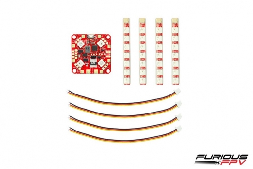 Furious FPV Lightning PDB Lichtsteuerung mit 4 Stück RGB LED Streifen 1 Reihig spritzwassergeschützt mit Anschlusskabel