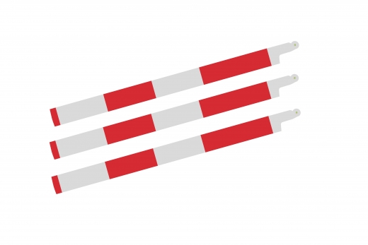HeliTec der Blattschmied Scale Hauptrotorblätter 3Blatt symetrisch in matt weiß mit roten Streifen 435mm