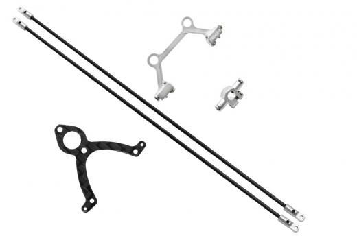 Rakonheli Heckstrebenhalterungs Set in Carbon/Aluminium silber für Blade mCPS