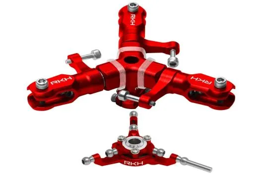 Rakonheli 3Blatt Rotorkopf Set aus Aluminium in rot für Blade 180CFX Trio