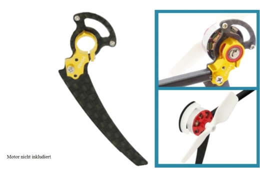 Rakonheli Heckmotorhalterung aus Alunimium in gelb für T-REX 150