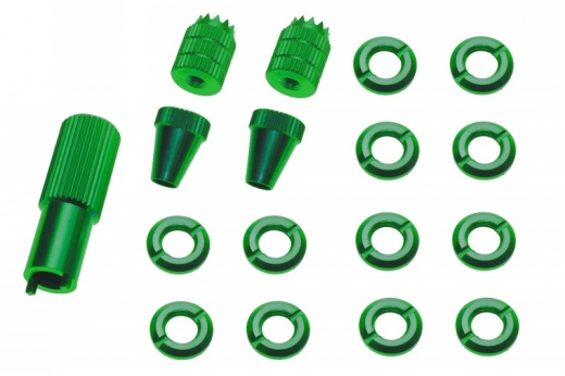 Schaltermuttern Set mit Stick´s und Werkzeug aus Alu eloxiert in grün