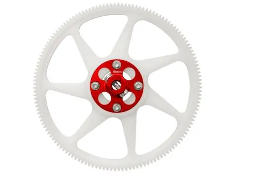 Rakonheli Hauptzahnrad aus Delrin 140 Zähne mit Aluminium Nabe in rot für Blade 250CFX