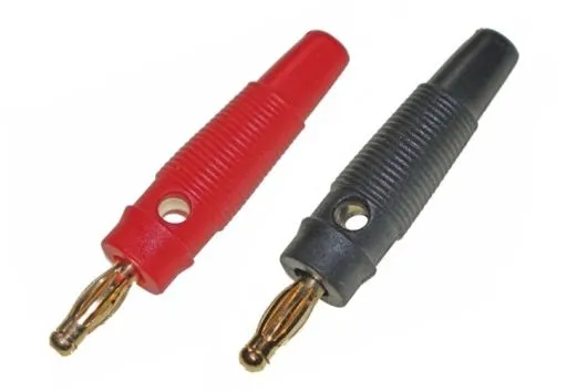 Bananenstecker Paar rot und schwarz mit Silikonhülle 4mm