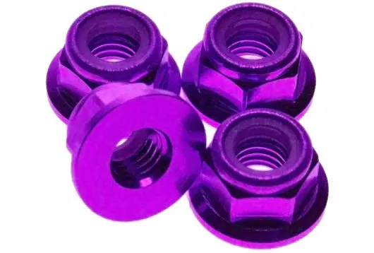 M5 Stoppmutter aus Aluminium mit Flansch in violett eloxiert 4Stück CW