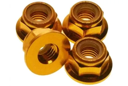 M5 Stoppmutter aus Aluminium mit Flansch in orange eloxiert 4Stück CW