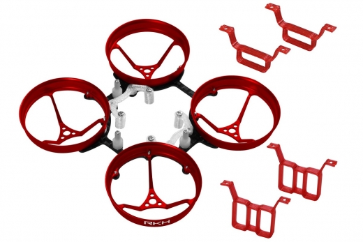 Rakonheli Rahmen aus Aluminium in rot und Carbon für 1S und 2S Brushless Whoop Kit