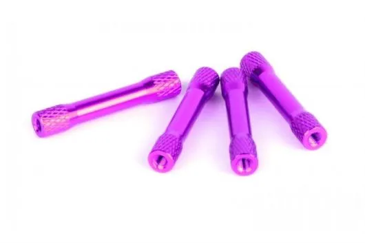 Abstandshalter M3 aus Aluminium in "Bone" Form in violett 4Stück 35mm