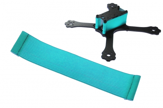 FPV Racing Framestrap (Gummiband mit Laschen für M3 Standoff/Abstandshalter) 160x30mm in türkis