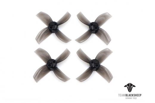 TBS Micro brushless 4 Blatt Propeller Set 40mm 2xCW 2xCCW für 1mm Welle in transparent schwarz