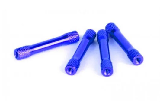 Abstandshalter M3 aus Aluminium in "Bone" Form in dunkel blau 4Stück 35mm