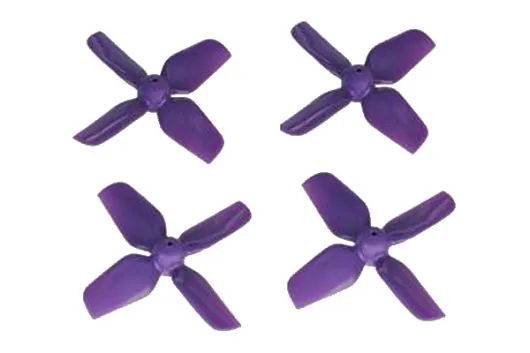 HQ Micro Whoop Vierblatt Propeller 1,2x1,2x4 (31mm) 2xCW und 2xCCW für 0,8mm Welle in violett