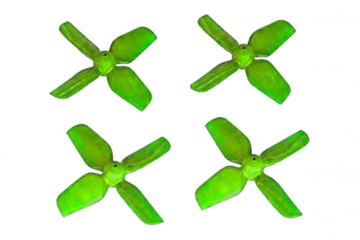 HQ Micro Whoop Vierblatt Propeller 1,2x1,2x4 (31mm) je 2 Stück CW und CCW für 0,8mm Welle in grün