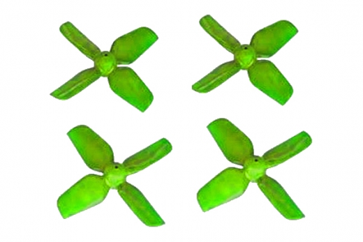 HQ Micro Whoop Vierblatt Propeller 1,2x1,2x4 (31mm) 2xCW und 2xCCW für 0,8mm Welle in grün