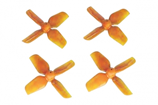 HQ Micro Whoop Vierblatt Propeller 1,2x1,2x4 (31mm) je 2 Stück CW und CCW für 0,8mm Welle in orange