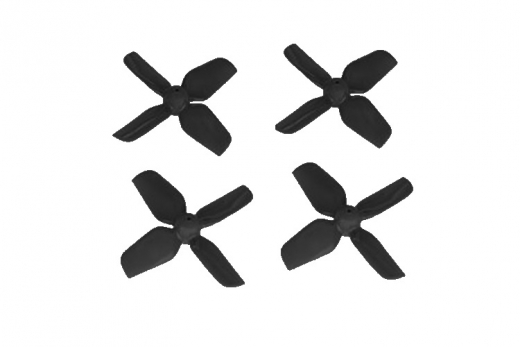 HQ Micro Whoop Vierblatt Propeller 1,6x1,6x4 (40mm) je 2 Stück CW und CCW für 1mm Welle in schwarz