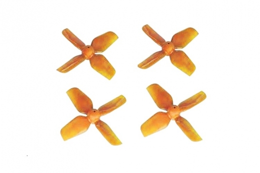 HQ Micro Whoop Vierblatt Propeller 1,6x1,6x4 (40mm) je 2 Stück CW und CCW für 1mm Welle in orange