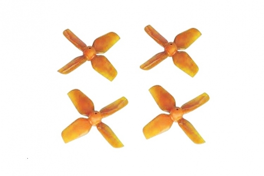 HQ Micro Whoop Vierblatt Propeller 1,6x1,6x4 (40mm) 2xCW und 2xCCW für 1mm Welle in orange