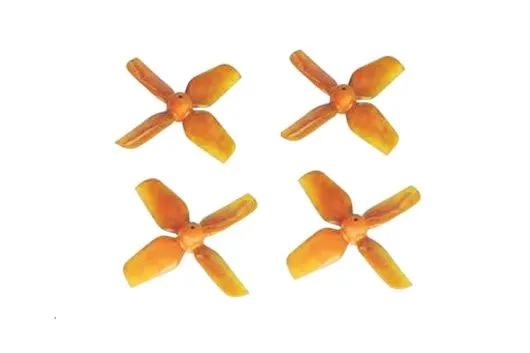 HQ Micro Whoop Vierblatt Propeller 1,6x1,6x4 (40mm) 2xCW und 2xCCW für 1,5mm Welle in orange
