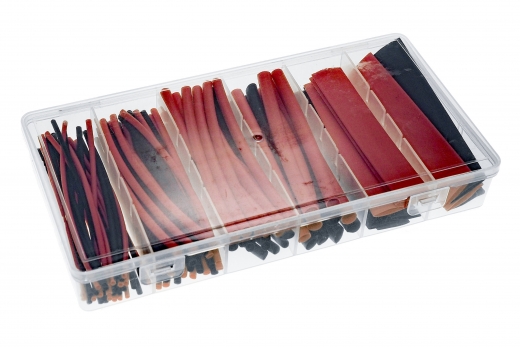 Schrumpfschlauchsortiment 2:1 in einer praktischen PVC-Box Länge 10cm 100Stück