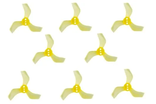 Gemfan 3Blatt Propeller in gelb transparent 1,6 Zoll 1635 / 1,6x3,5x3 40mm 1,5mm Welle je 4xCW und 4xCCW