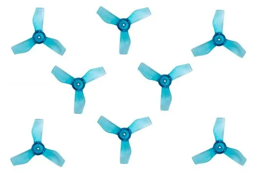 Gemfan 3Blatt Propeller in blau transparent 1,2 Zoll 1219 / 1,2x1,9x3 31mm 0,8mm Welle je 4xCW und 4xCCW