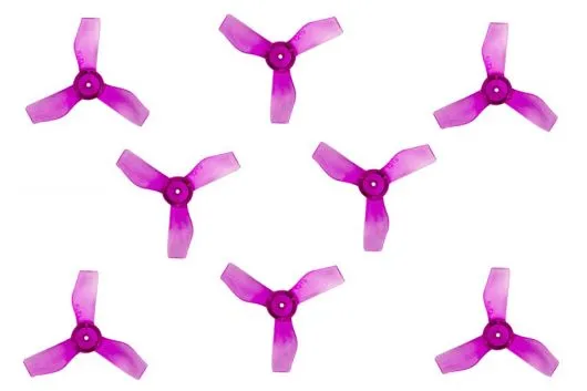 Gemfan 3Blatt Propeller in violet transparent 1,2 Zoll 1219 / 1,2x1,9x3 31mm 1mm Welle je 4xCW und 4xCCW