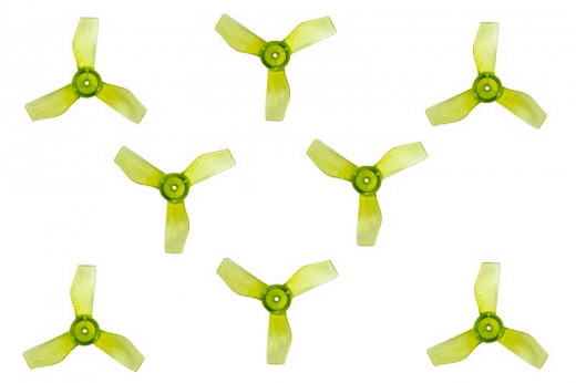 Gemfan 3Blatt Propeller in gelb transparent 1,2 Zoll 1219 / 1,2x1,9x3 31mm 1mm Welle je 4xCW und 4xCCW