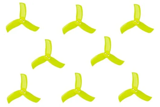 Gemfan Hulkie 3Blatt Propeller in gelb transparent 2 Zoll 2040 / 2X4X3 für 1,5mm Welle je 4xCW und 4xCCW